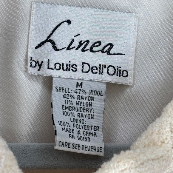 Vintage Linea by Louis Dell'Olio Ivory Coat Floral Embroidery Lined - Size M - Picture 5 of 5